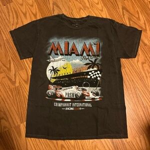 Alpha Collective Miami Racing Cotton Graphic mens Medium  T-Shirt Vintage Black
